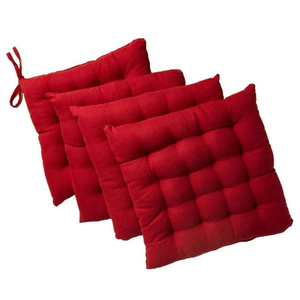 SET OF 4 THICK REVERSIBLE CUSHION CHAIR PADS with ties (17